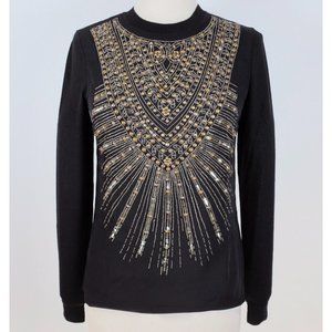 Ralph Lauren Purple Label sz XS Collection sweater embellished gold black
